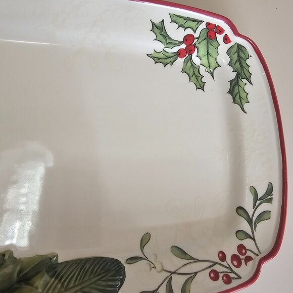 Heritage Rectangular Serving Platter 14.5" Christmas holiday pinecone charcuteri - Picture 8 of 10